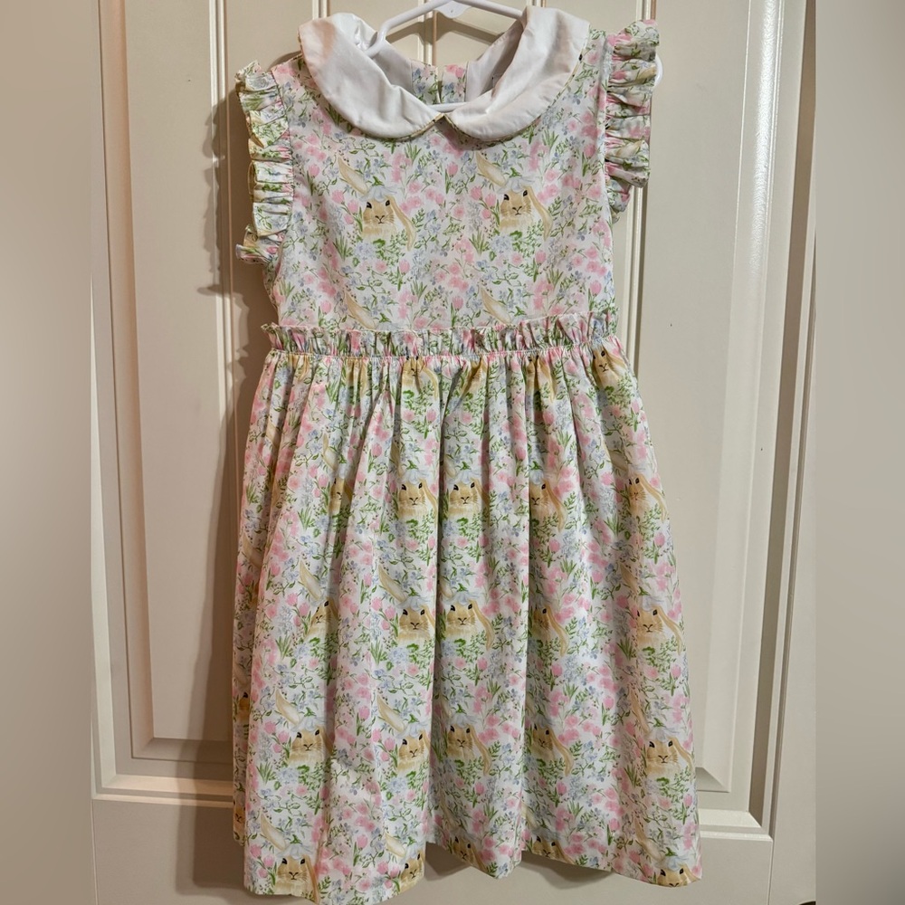 Bunny and floral Pink and White Kids Dress